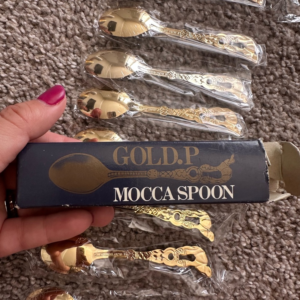 Gold P Mocca Spoons Set 12ct